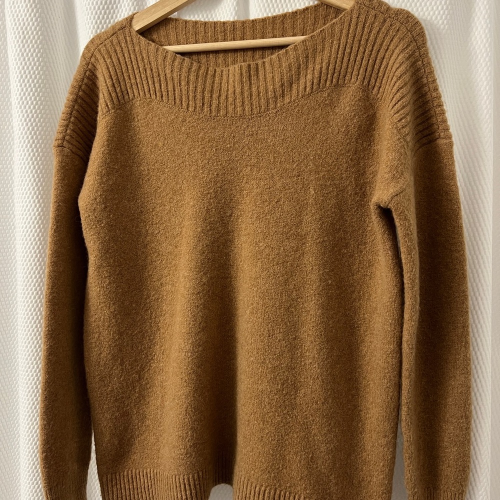 Madewell Camel Crewneck Sweater in Warm Brown Wool Blend - Picture 2 of 8
